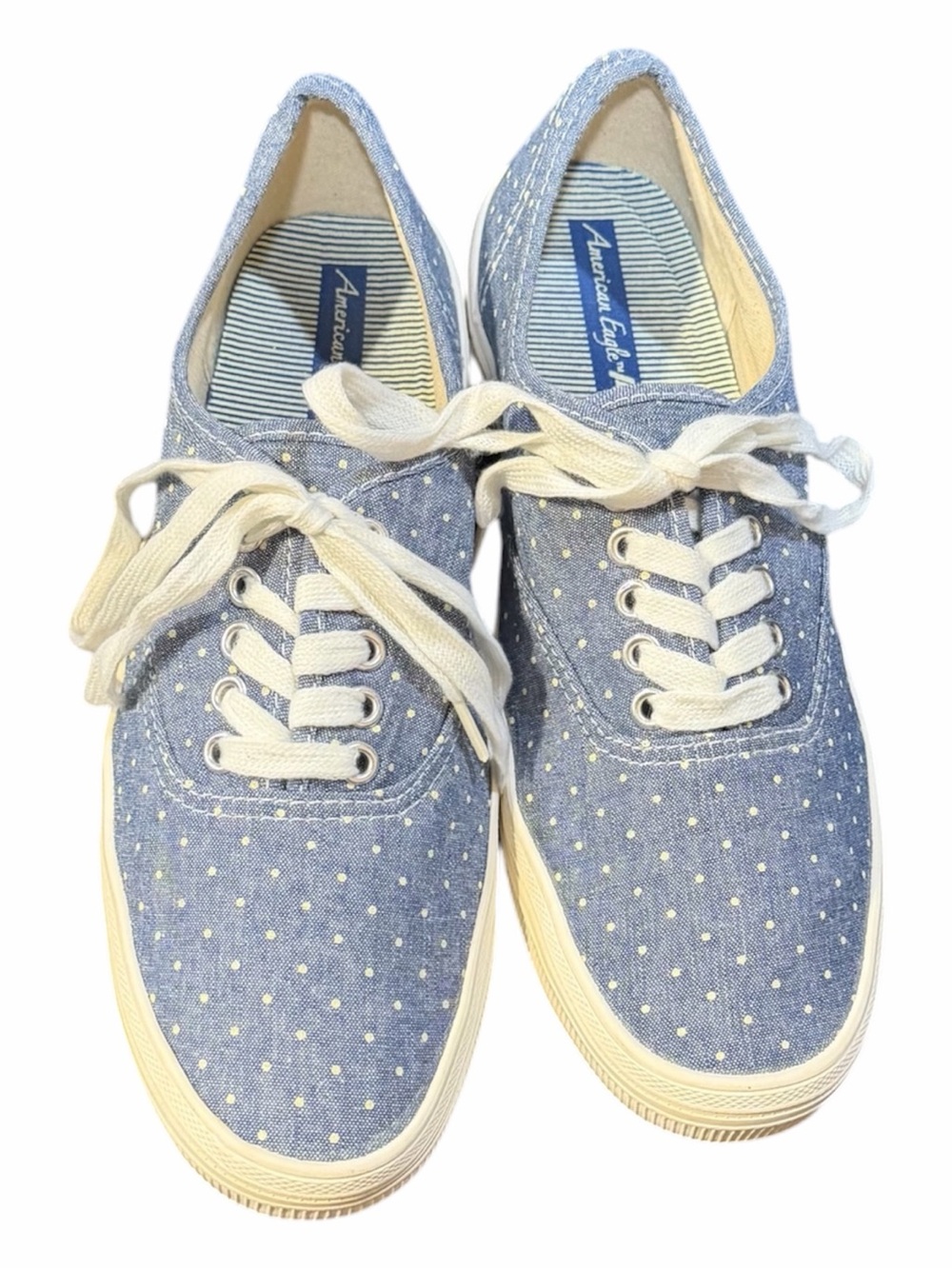 American Eagle Outfitters Blue Polka Dot Canvas Sneakers Women’s size 7
